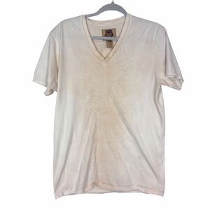 J. Steger T-Shirt Men Medium y2k  V-Neck Skull Patchwork Embroidered 100% Cotton
